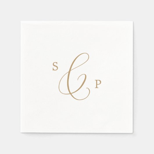 Delicate Gold Calligraphy Monogram Wedding Servet (Voorkant)