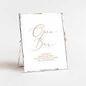 Delicate Gold Calligraphy Open Bar Sign Poster