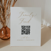 Delicate Gold Calligraphy QR Code Familiefonds Reclamebord Met Voetstuk