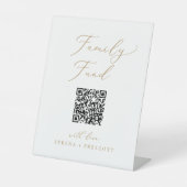 Delicate Gold Calligraphy QR Code Familiefonds Reclamebord Met Voetstuk (Voorkant)