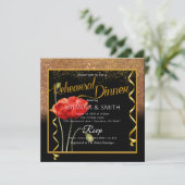Delicate Gold Calligraphy Rehearsal Dinner Kaart (Staand voorkant)