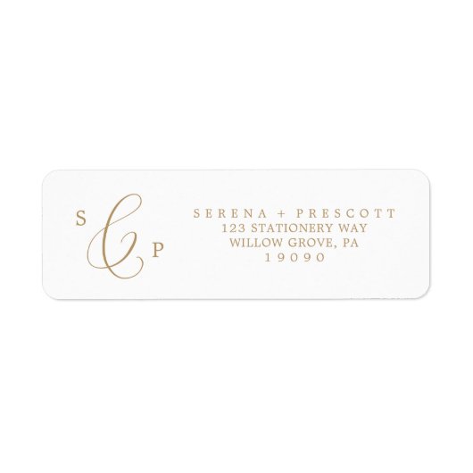 Delicate Gold Calligraphy Return Address Label (Voorkant)