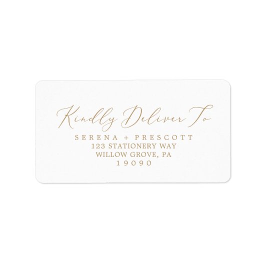 Delicate Gold Calligraphy RSVP Adresetiketten Etiket (Voorkant)