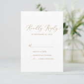 Delicate Gold Calligraphy Simple RSVP-kaart RSVP Kaartje (Staand voorkant)