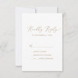 Delicate Gold Calligraphy Simple RSVP-kaart RSVP Kaartje