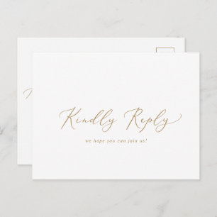 Delicate Gold Calligraphy Song RSVP Briefkaart