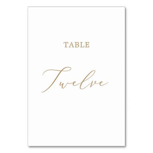 Delicate Gold Calligraphy Table Twaalf Kaart (Voorkant)