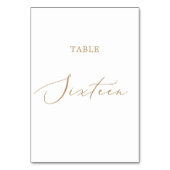 Delicate Gold Calligraphy Table Zestien Kaart (Achterkant)