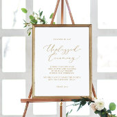 Delicate Gold Calligraphy Unplugged Ceremony Sign Poster