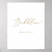 Delicate Gold Calligraphy Verstuur Bruiloftsbubbel Poster (Voorkant)