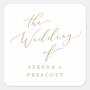 Delicate Gold Calligraphy Wedding Envelope-zegels Vierkante Sticker