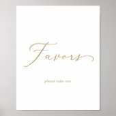 Delicate Gold Calligraphy Wedding Favors Sign Poster (Voorkant)