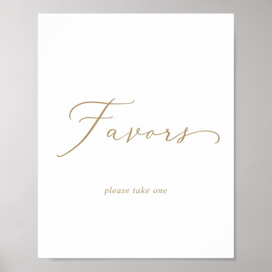 Delicate Gold Calligraphy Wedding Favors Sign Poster (Voorkant)