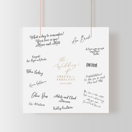 Delicate Gold Calligraphy Wedding Guest Signing Poster