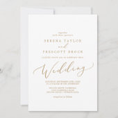 Delicate Gold Calligraphy Wedding Kaart (Voorkant)