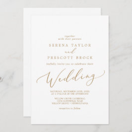 Delicate Gold Calligraphy Wedding Kaart