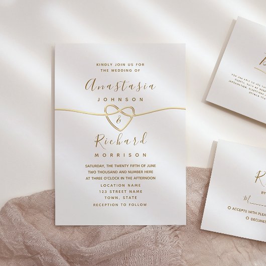 Delicate Gold Calligraphy Wedding Kaart