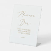 Delicate Gold Calligraphy Wedding Mimosa Bar Reclamebord Met Voetstuk (Voorkant)