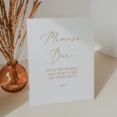 Delicate Gold Calligraphy Wedding Mimosa Bar Reclamebord Met Voetstuk