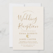 Delicate Gold Calligraphy Wedding Reception Kaart (Voorkant)