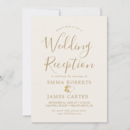 Delicate Gold Calligraphy Wedding Reception Kaart