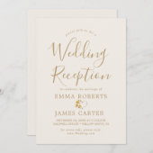 Delicate Gold Calligraphy Wedding Reception Kaart (Voorkant / Achterkant)