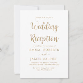 Delicate Gold Calligraphy Wedding Reception Kaart