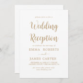 Delicate Gold Calligraphy Wedding Reception Kaart (Voorkant / Achterkant)