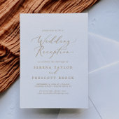 Delicate Gold Calligraphy Wedding Reception Kaart