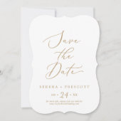 Delicate Gold Calligraphy Wedding Save The Date (Voorkant)