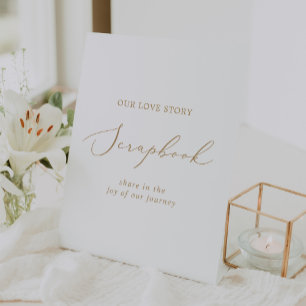 Delicate Gold Calligraphy Wedding Scrapbook Reclamebord Met Voetstuk