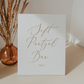 Delicate Gold Calligraphy Wedding Soft Pretzel Bar Reclamebord Met Voetstuk