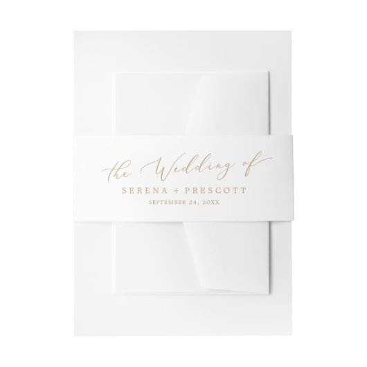 Delicate Gold Calligraphy Wedding Uitnodigingen Wikkel (Voorkant Voorbeeld)