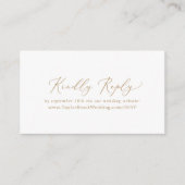 Delicate Gold Calligraphy Wedding Website RSVP Informatiekaartje (Voorkant)
