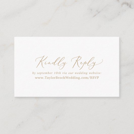 Delicate Gold Calligraphy Wedding Website RSVP Informatiekaartje (Voorkant)