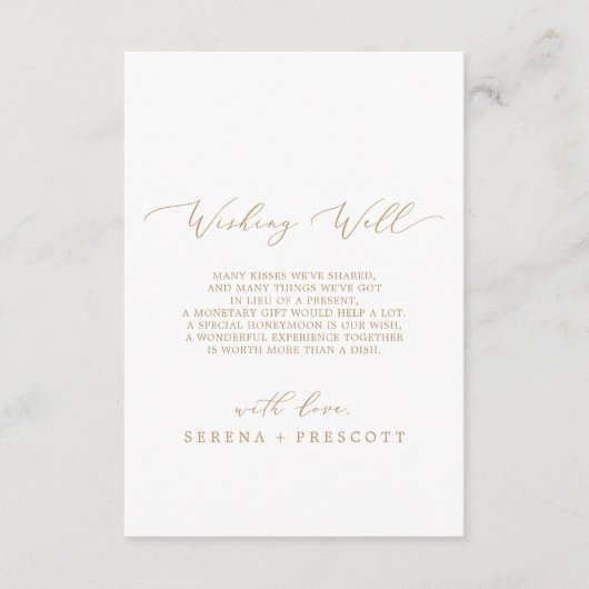 Delicate Gold Calligraphy Wishing Well Kaart (Voorkant)