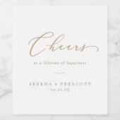 Delicate Gold Cheers Wedding Wine Labels Wijn Etiket (Enkel label)
