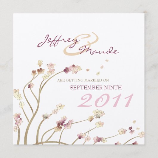 Delicate Gold Cherry Blossom Save the Date (Voorkant)