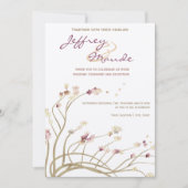 Delicate Gold Cherry Blossom Wedding Invitation Kaart (Voorkant)