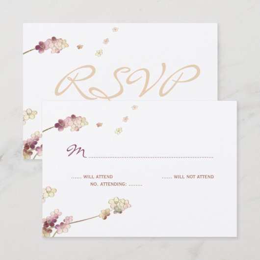 Delicate Gold Cherry Blossom Wedding RSVP (Voorkant / Achterkant)