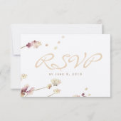 Delicate Gold Cherry Blossom Wedding RSVP (Achterkant)