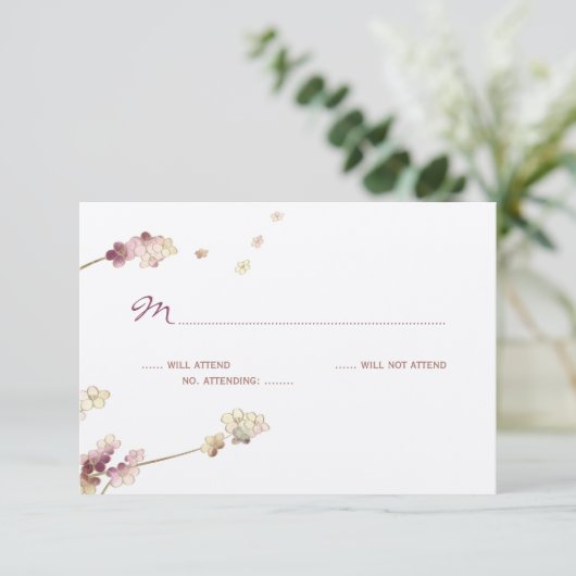 Delicate Gold Cherry Blossom Wedding RSVP (Staand voorkant)