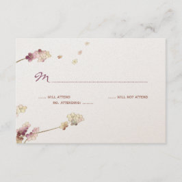 Delicate Gold Cherry Blossom Wedding RSVP Kaartje