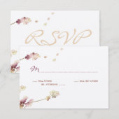 Delicate Gold Cherry Blossom Wedding RSVP Kaartje (Voorkant / Achterkant)