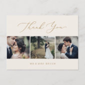 Delicate Gold Cream 3-fotosjabloon Bedankt Briefkaart (Voorkant)