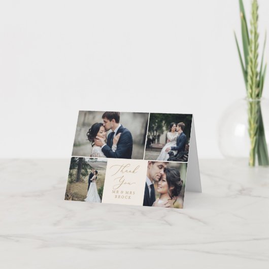 Delicate Gold Cream 4-fotosjabloon Bedankt (Voorkant)