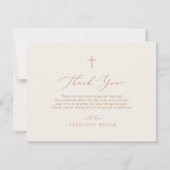 Delicate Gold Cream Foto Moderne Kruisdoop Bedankkaart (Achterkant)
