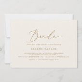 Delicate Gold Cream Horizontale Bride Vrijgezellen Kaart (Voorkant)