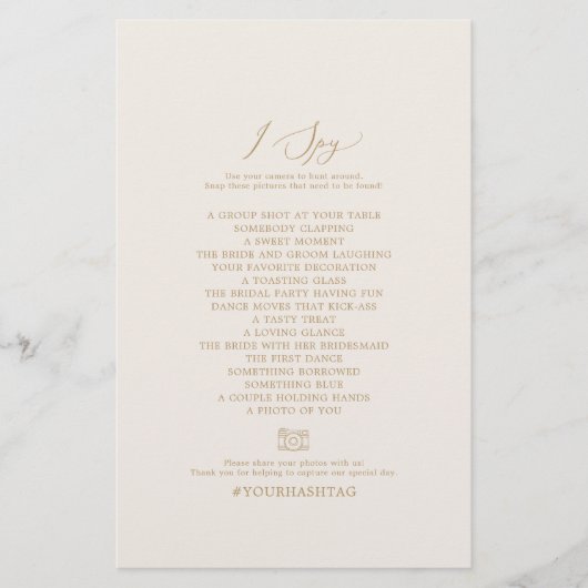 Delicate Gold Cream I Spy Photo Scavenger Hunt Flyer (Voorkant)