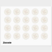 Delicate Gold Cream Monogram Wedding Envelope Seal Ronde Sticker (Vel)